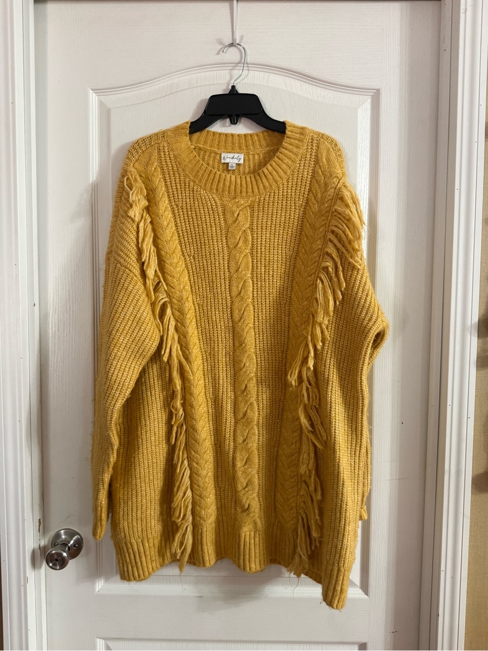 Wonderly Women’s Mustard Fringe Sweater Dress Sz Large